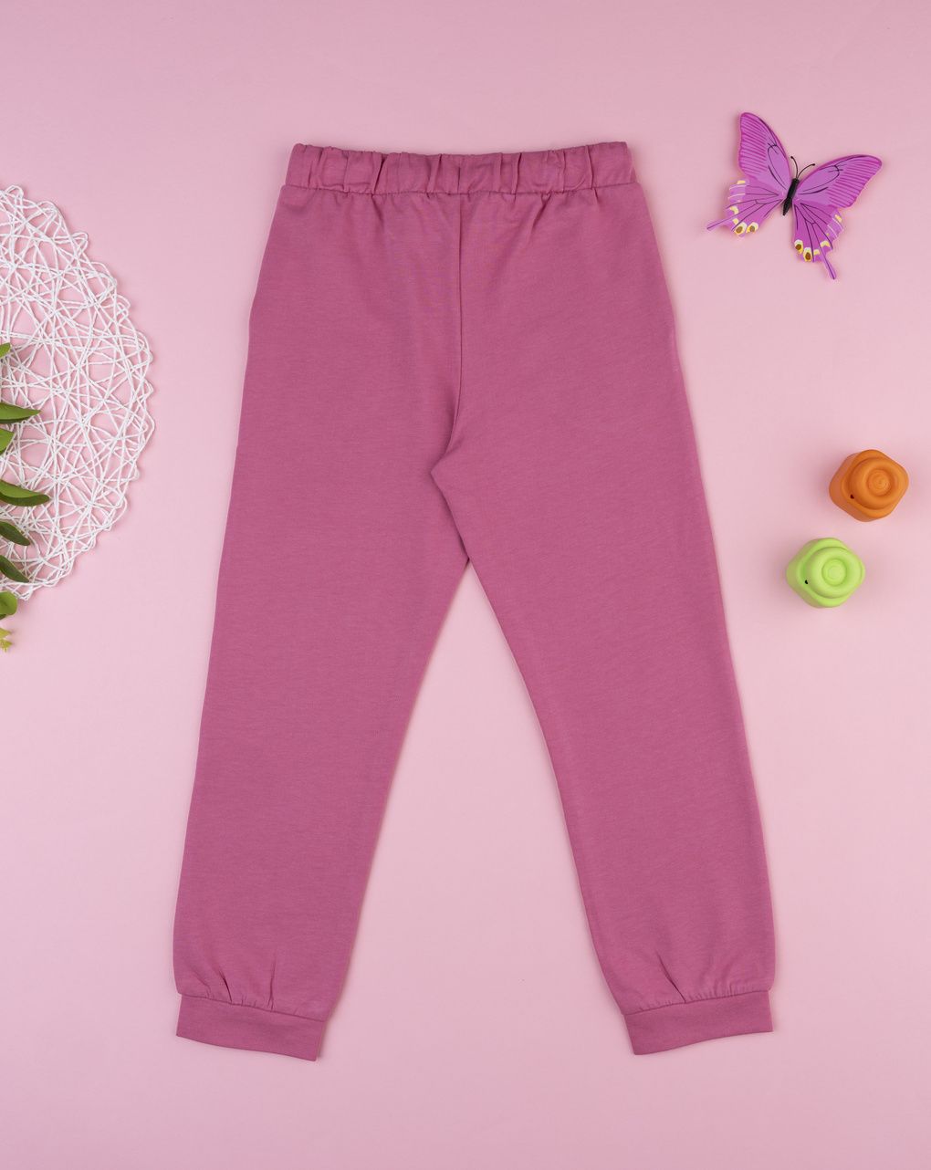 Pantalone bambina rosa cuore strass