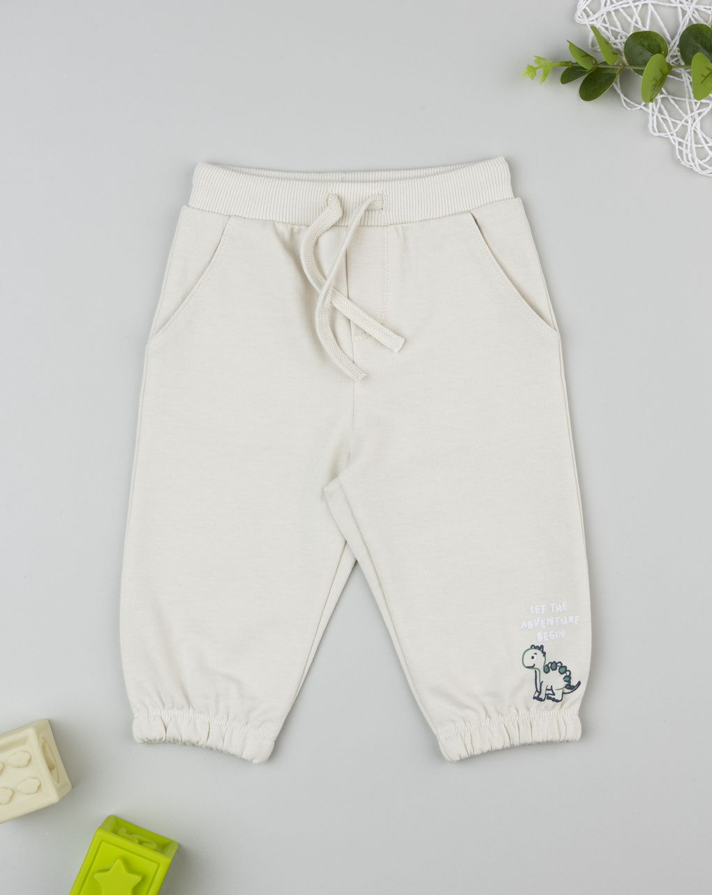Pantalone bimbo beige stampa rilievo