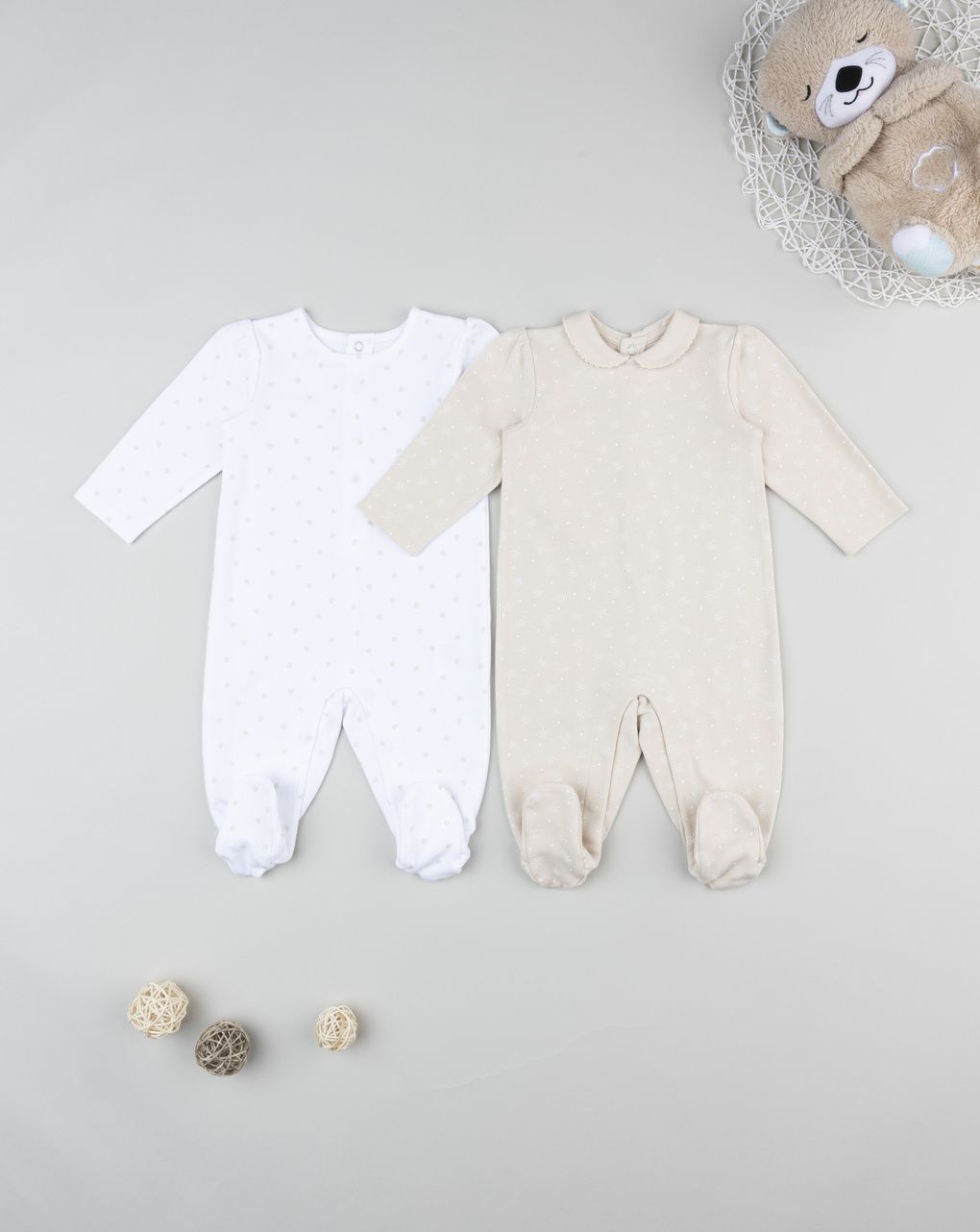 Pack 2 tutine neonata interlock allover