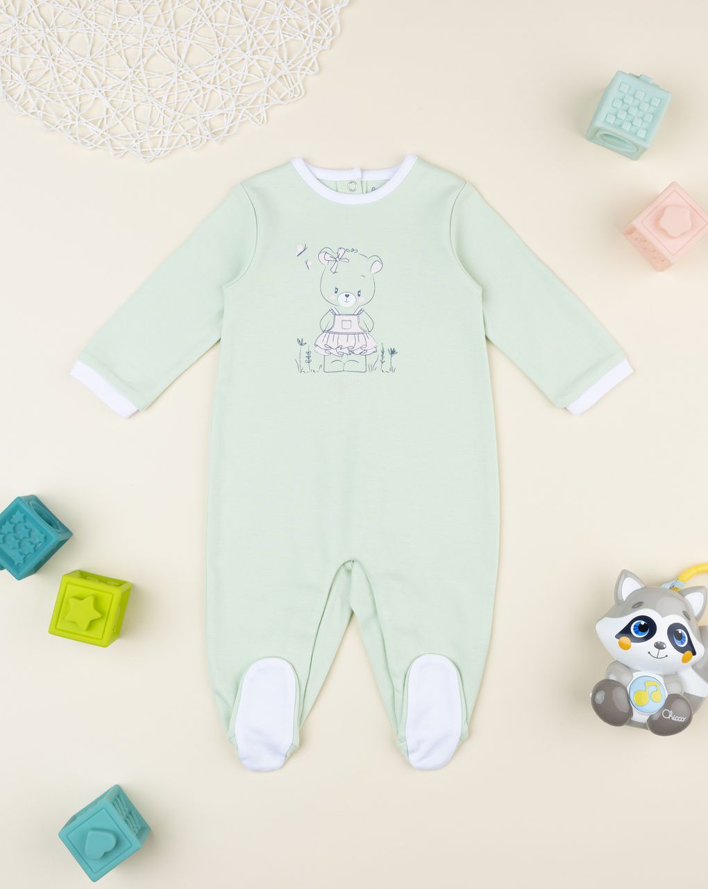 Tutina neonata verde orsetto