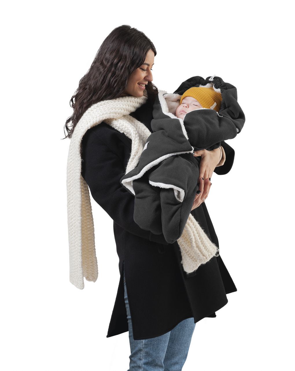 Sacco universale moovo per seggiolini junior cuddle antracite/panna - sacco morbido 0-10 mesi - nuvita