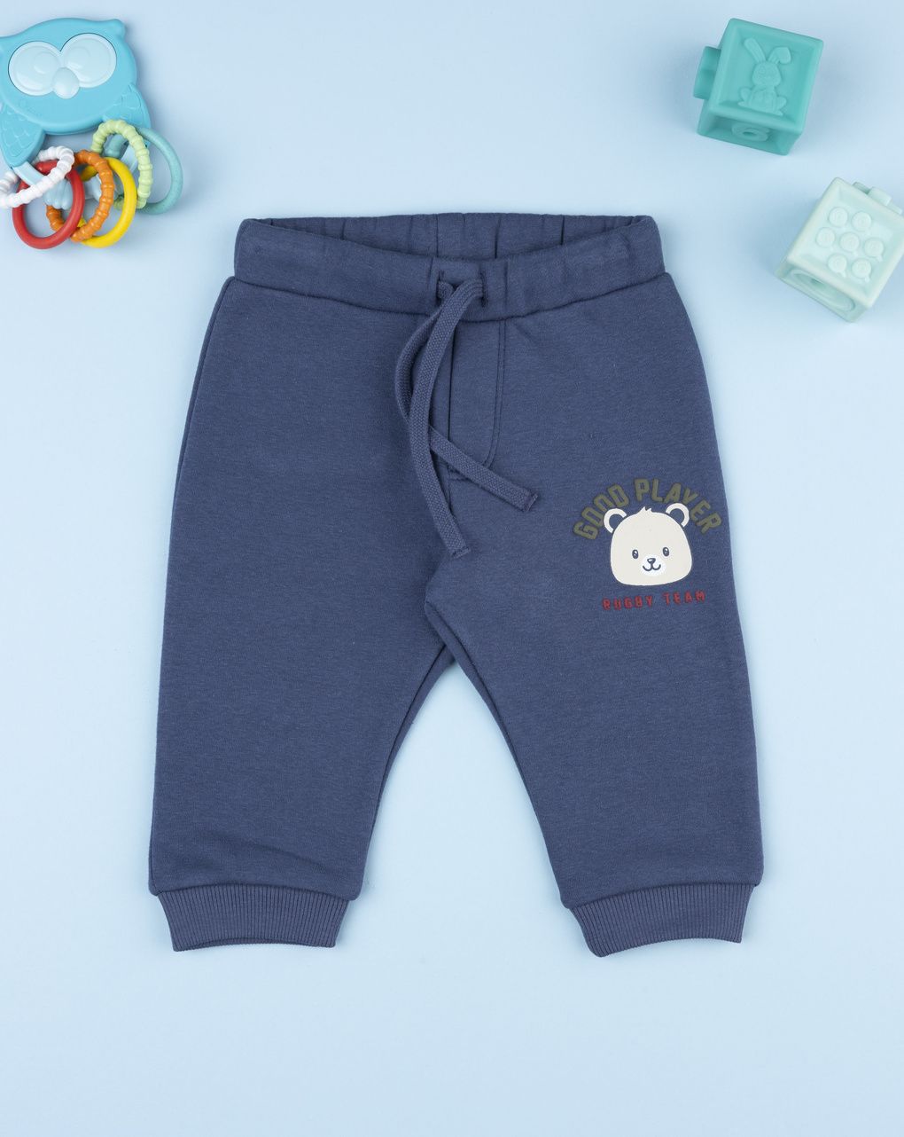 Pantalone felpato blu bimbo