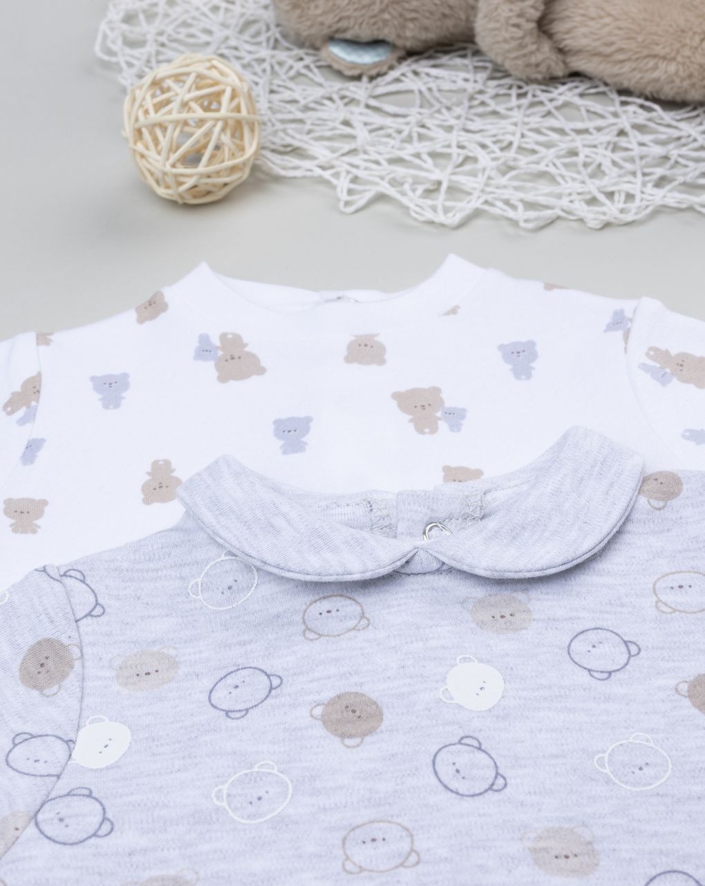 Pack 2 tutine interlock da neonato bianco/grigio