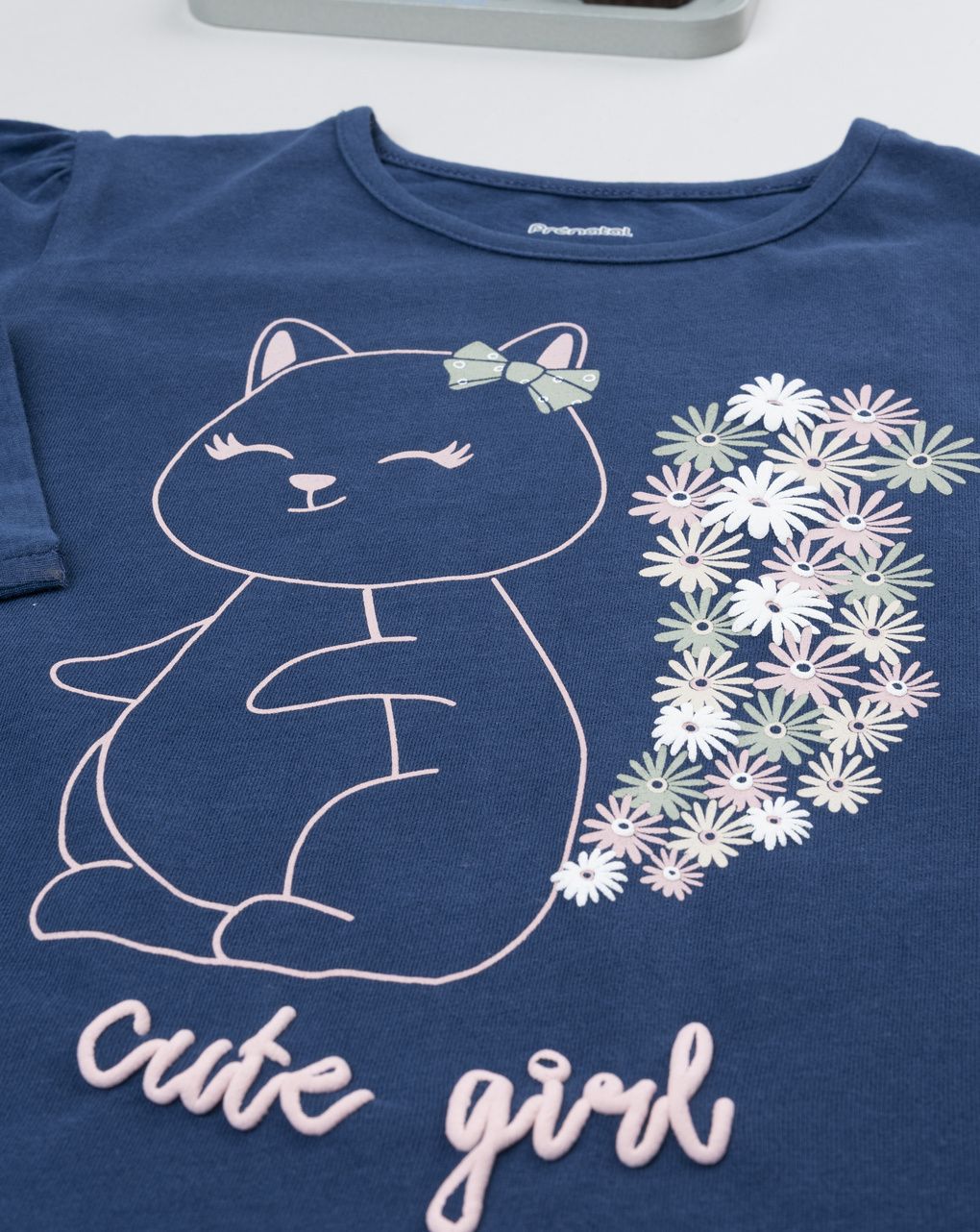 T-shirt bimba blu stampa scoiattolino