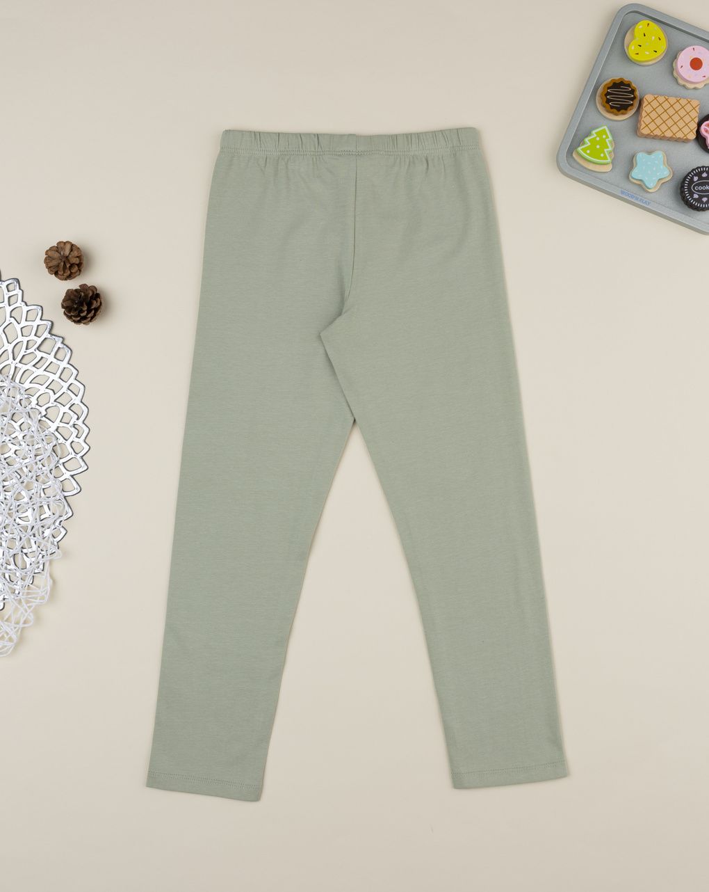 Legging bimba verde stampa fiori