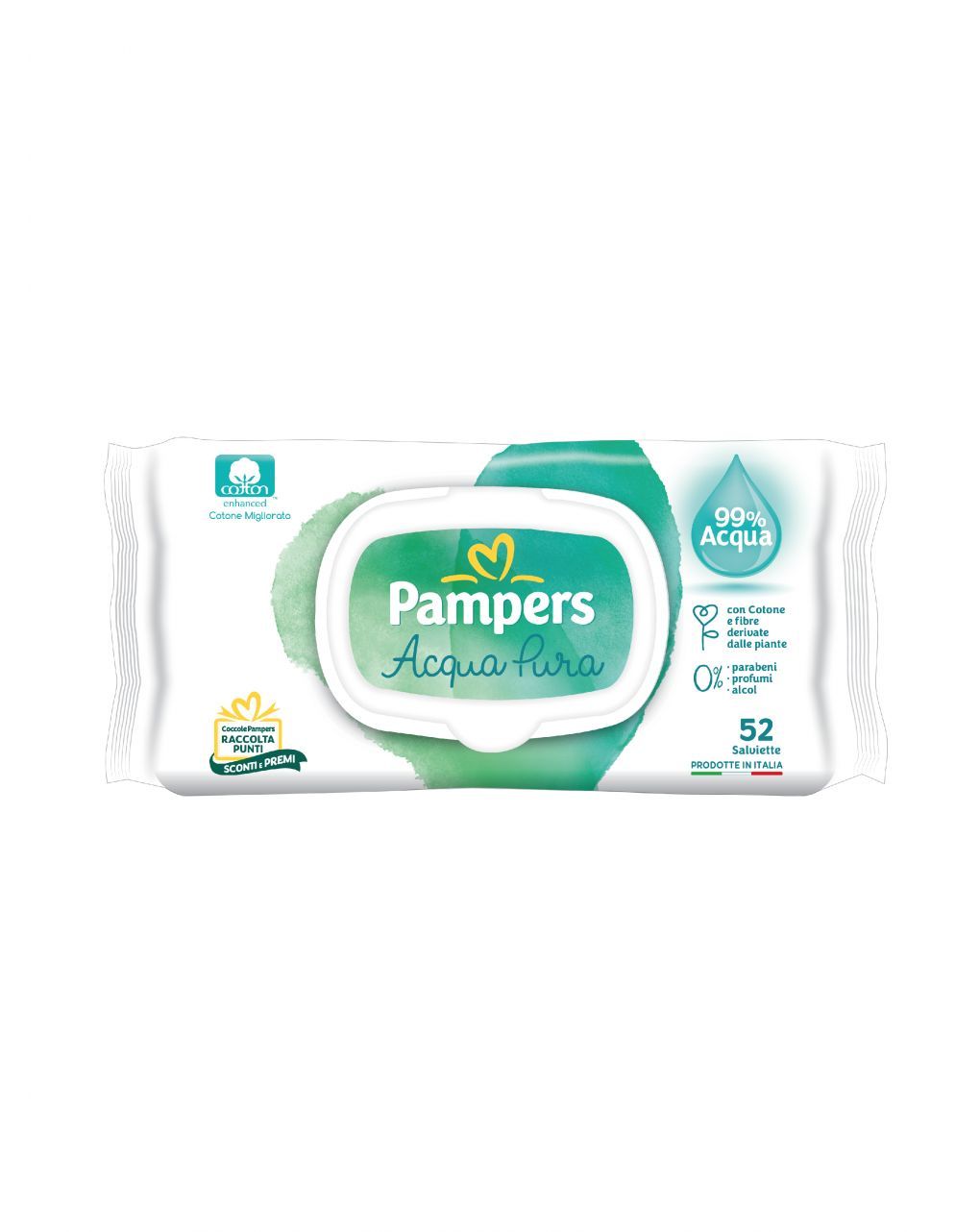 Salviette wipes pampers acqua pura x 52 - pampers