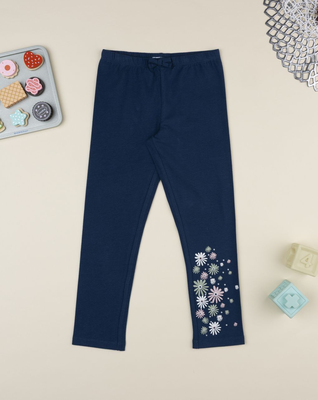 Legging bimba blu fiori