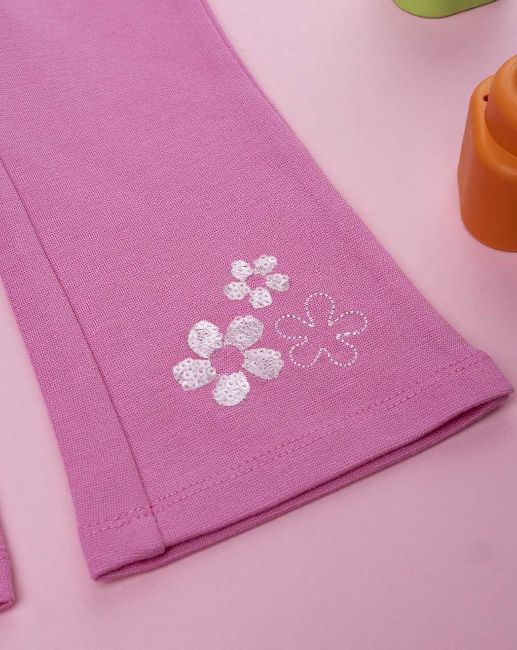 Legging zampa rosa bimba ricami fiori