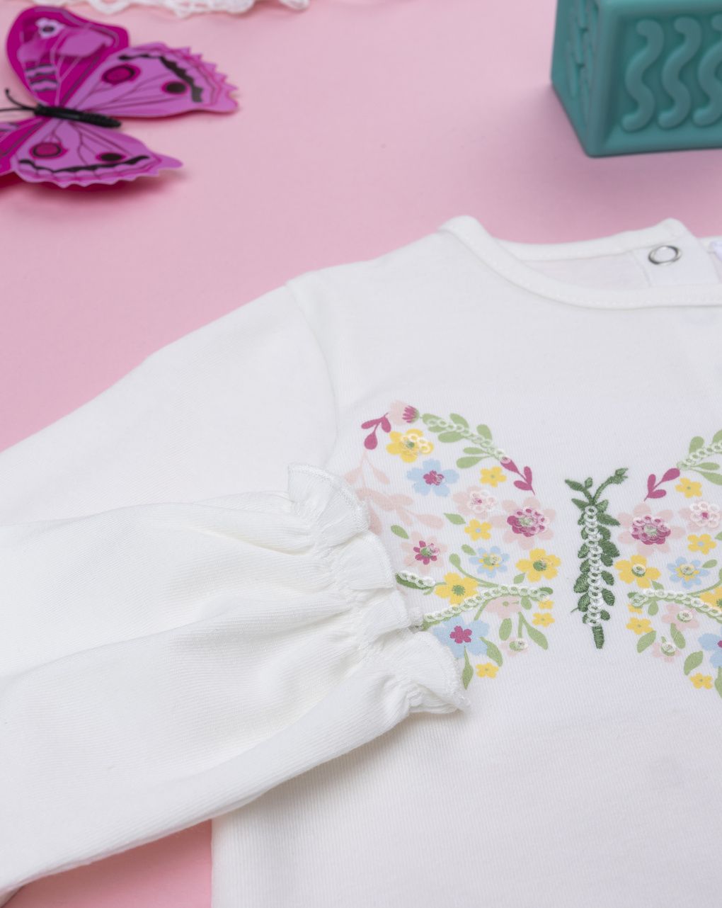 T-shirt bimba farfalle paillettes