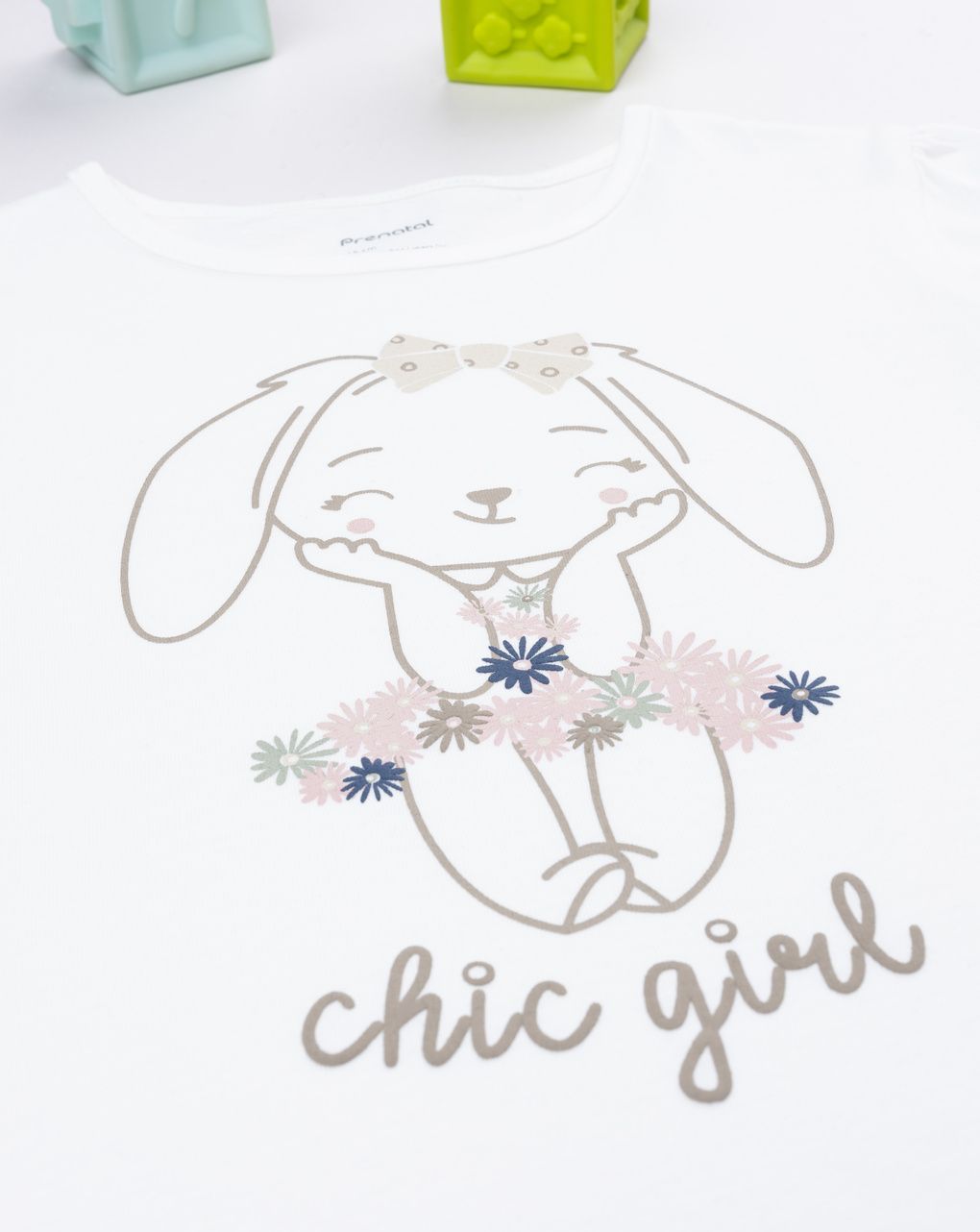 T-shirt bimba bianca stampa "chic girl"