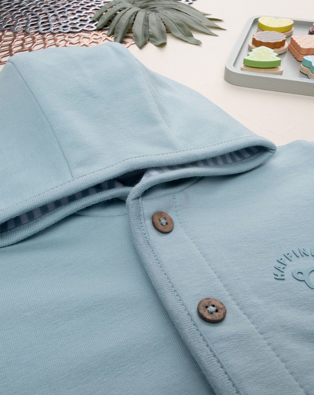 Felpa bimbo azzurra con cappuccio