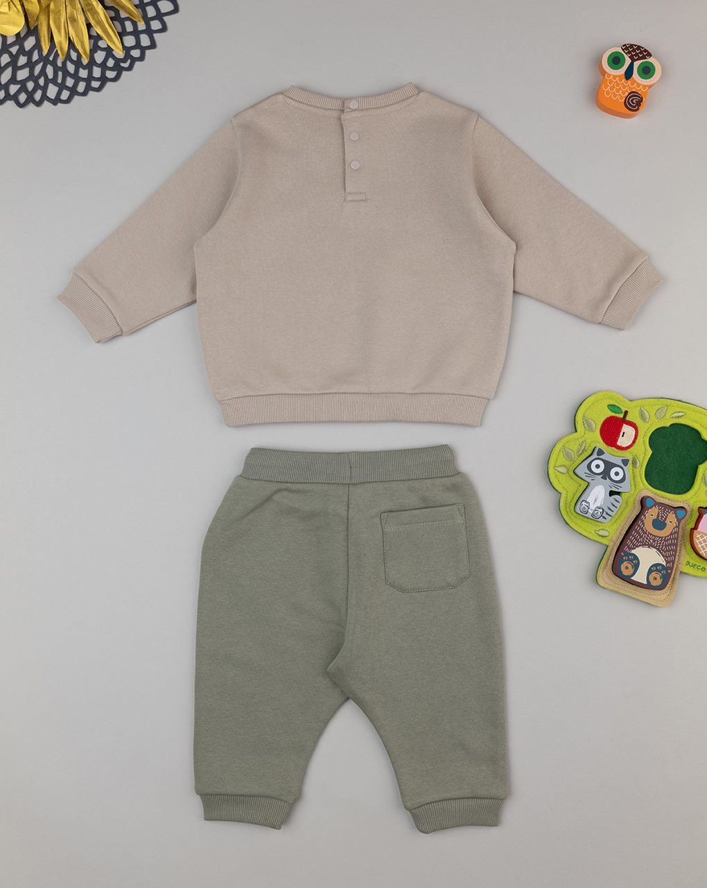 Jogger bimbo verde/beige tigre