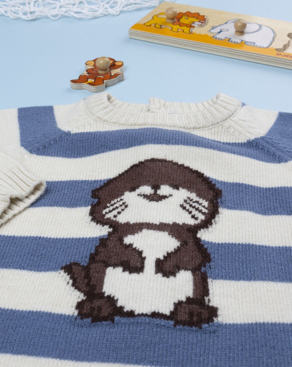 Tutina bimbo rigata beige/blu