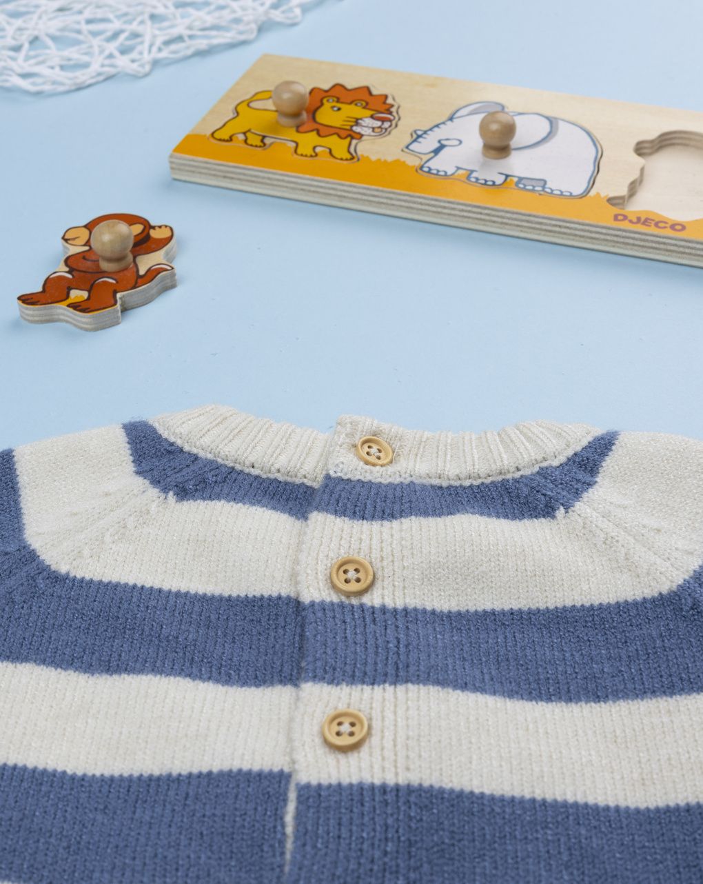 Tutina bimbo rigata beige/blu