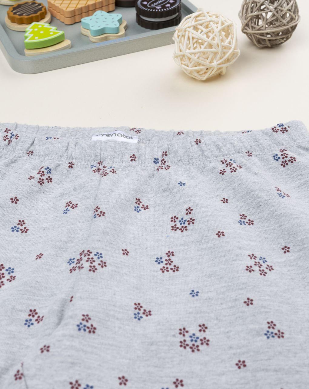 Legging bambina grigio micro-fiori allover
