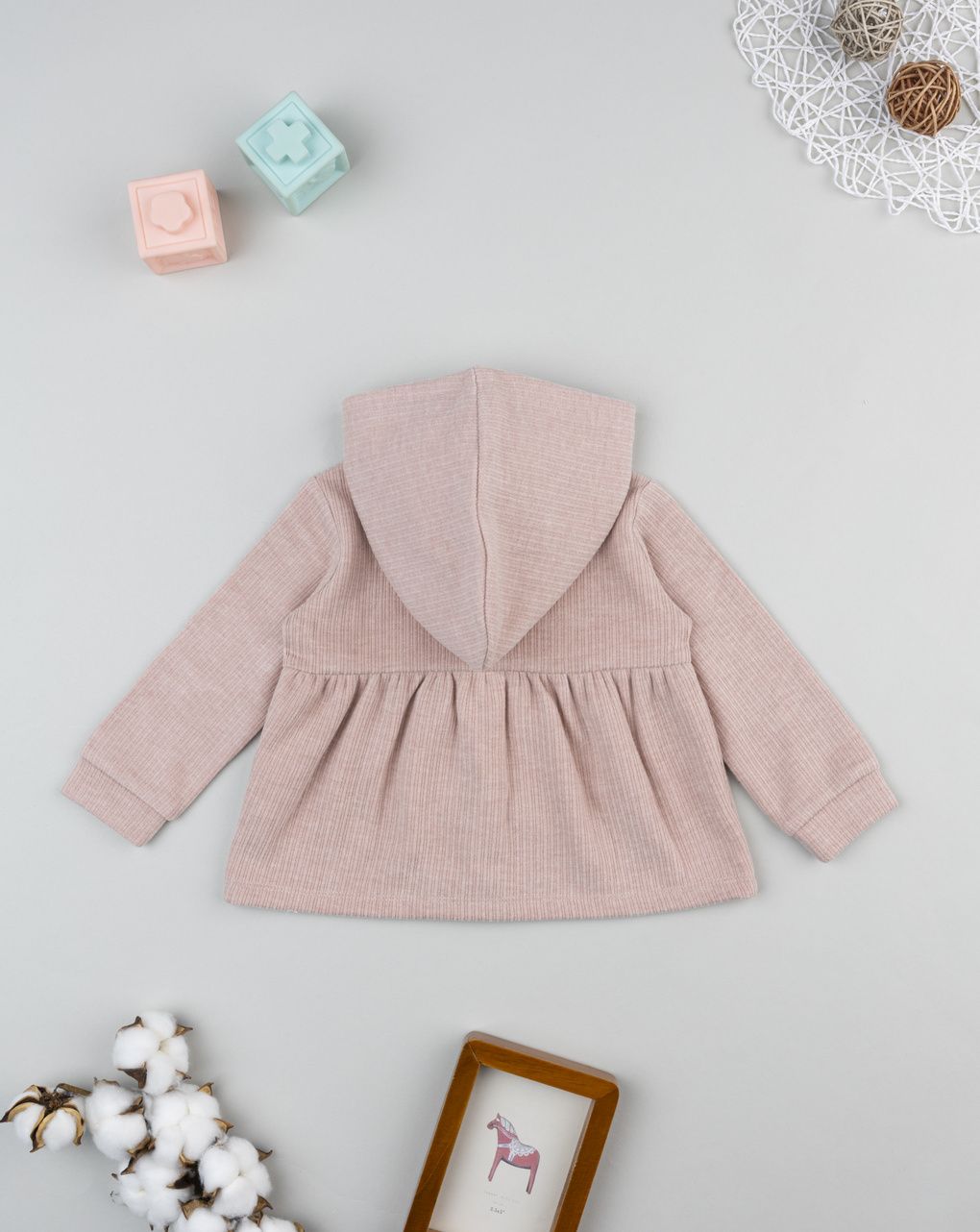 Cardigan con cappuccio bimba rosa coste