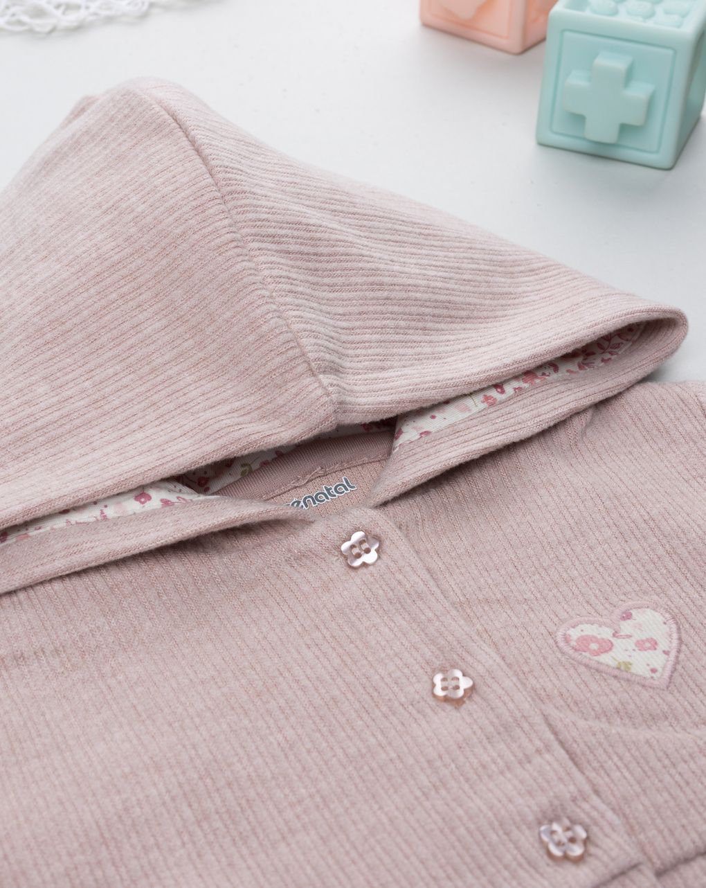 Cardigan con cappuccio bimba rosa coste