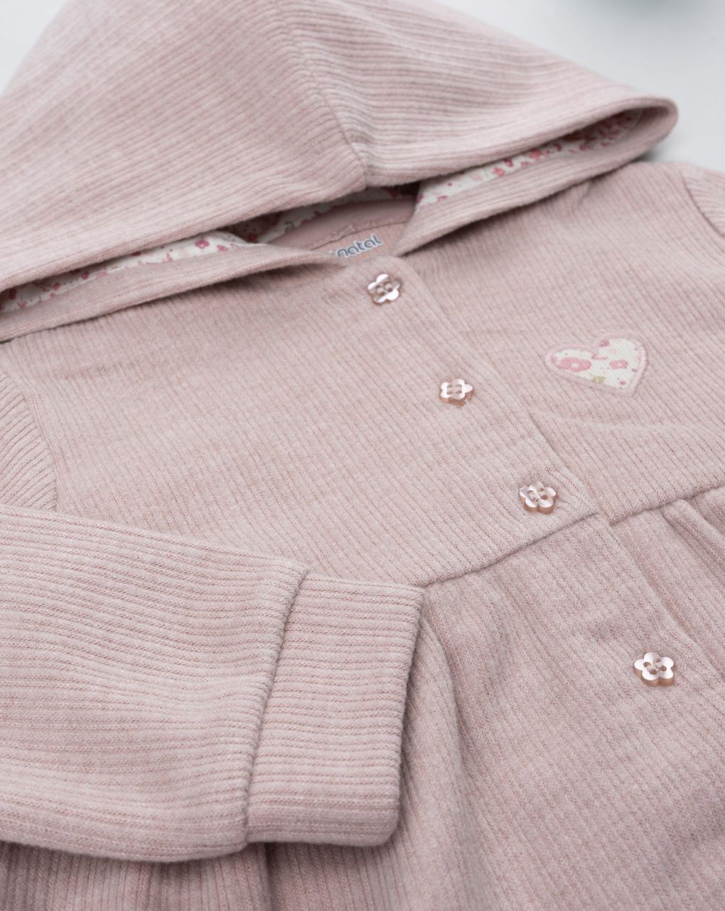 Cardigan con cappuccio bimba rosa coste