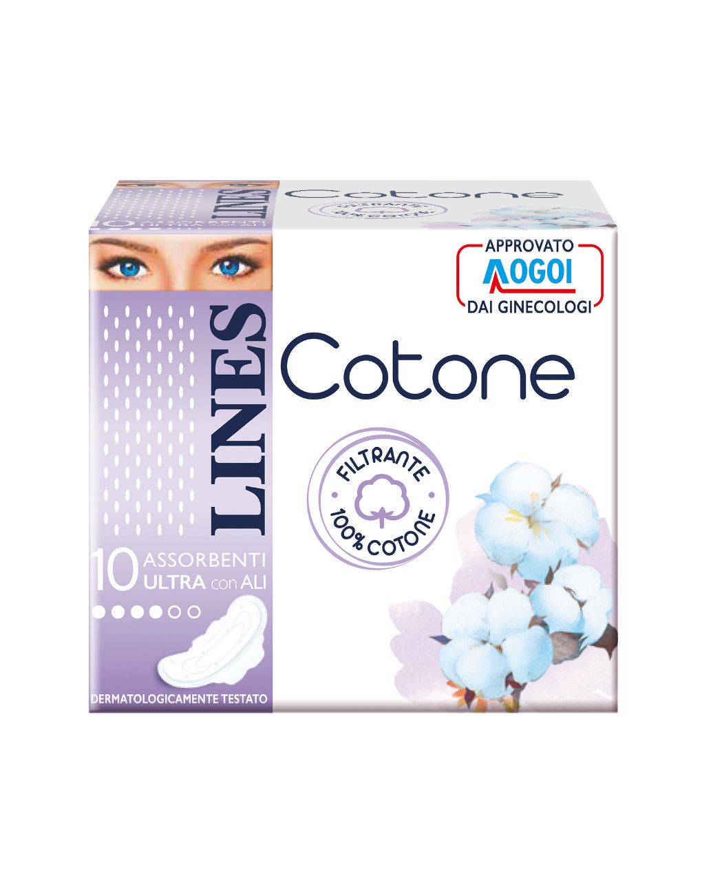 Assorbenti  cotone ultra giorno con ali (10 pz) - lines