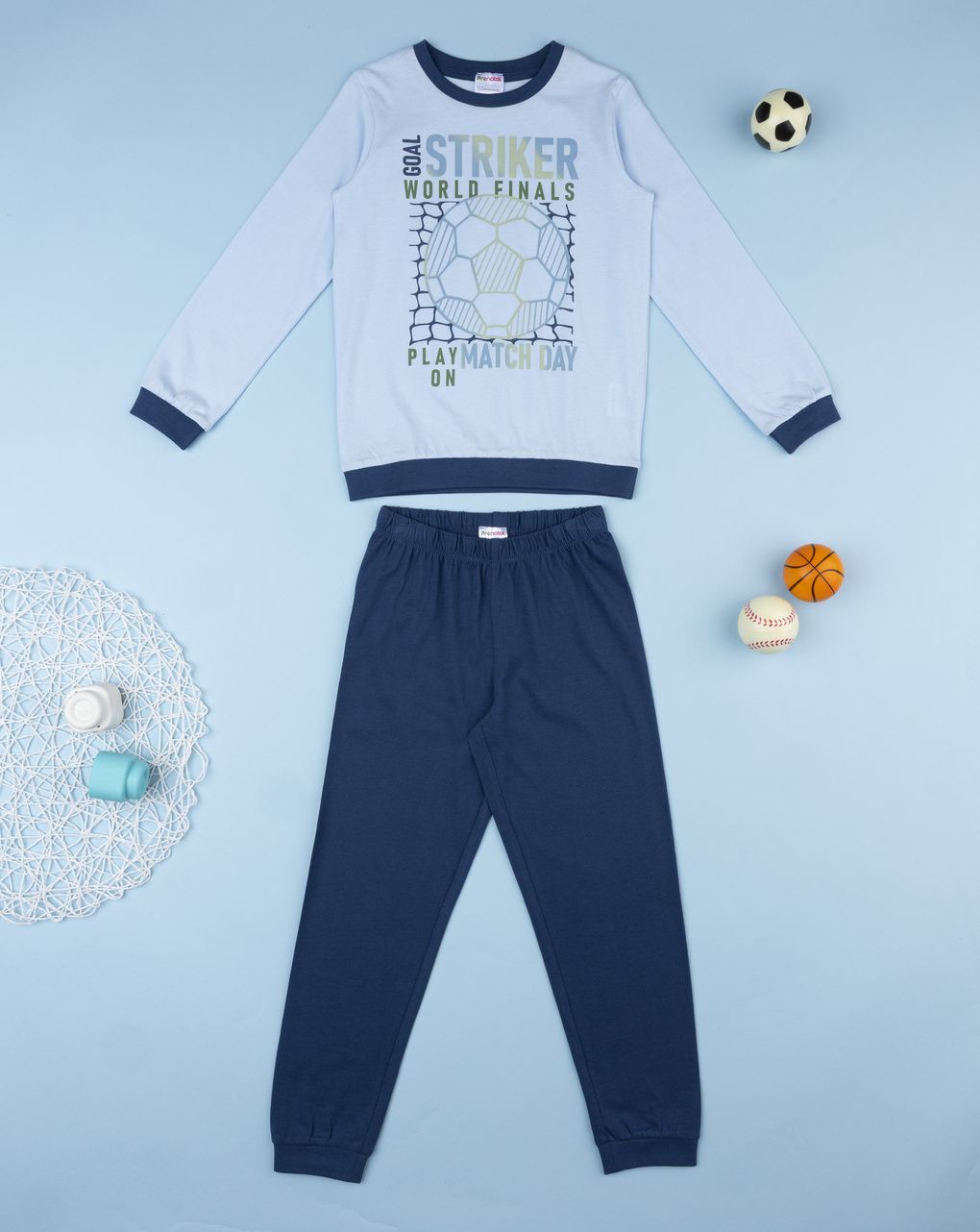 Pigiama bambinoo 2 pezzi blu/grigio soccer