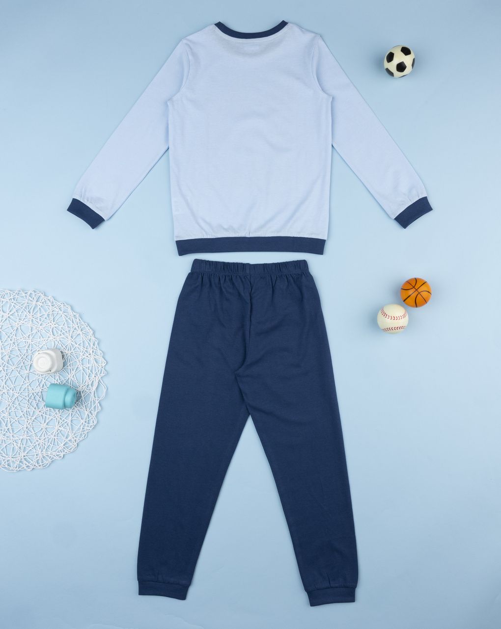 Pigiama bambinoo 2 pezzi blu/grigio soccer