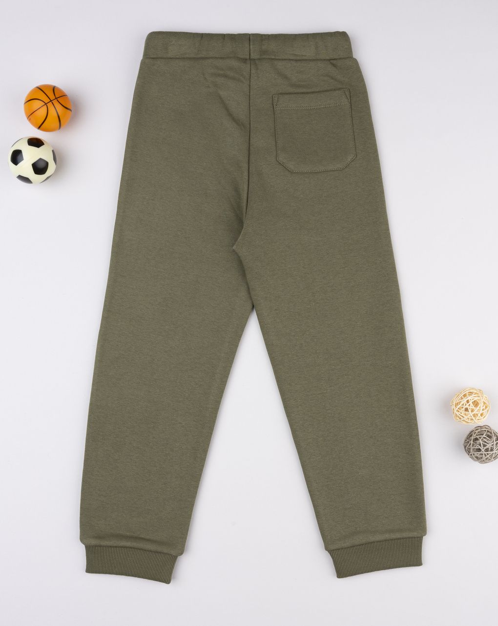 Pantalone felpato bambino verde con stampa