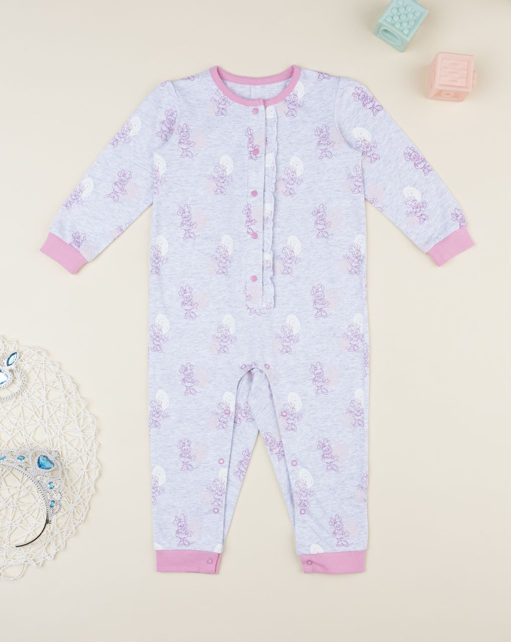 Pigiama bimba minnie grigio/rosa