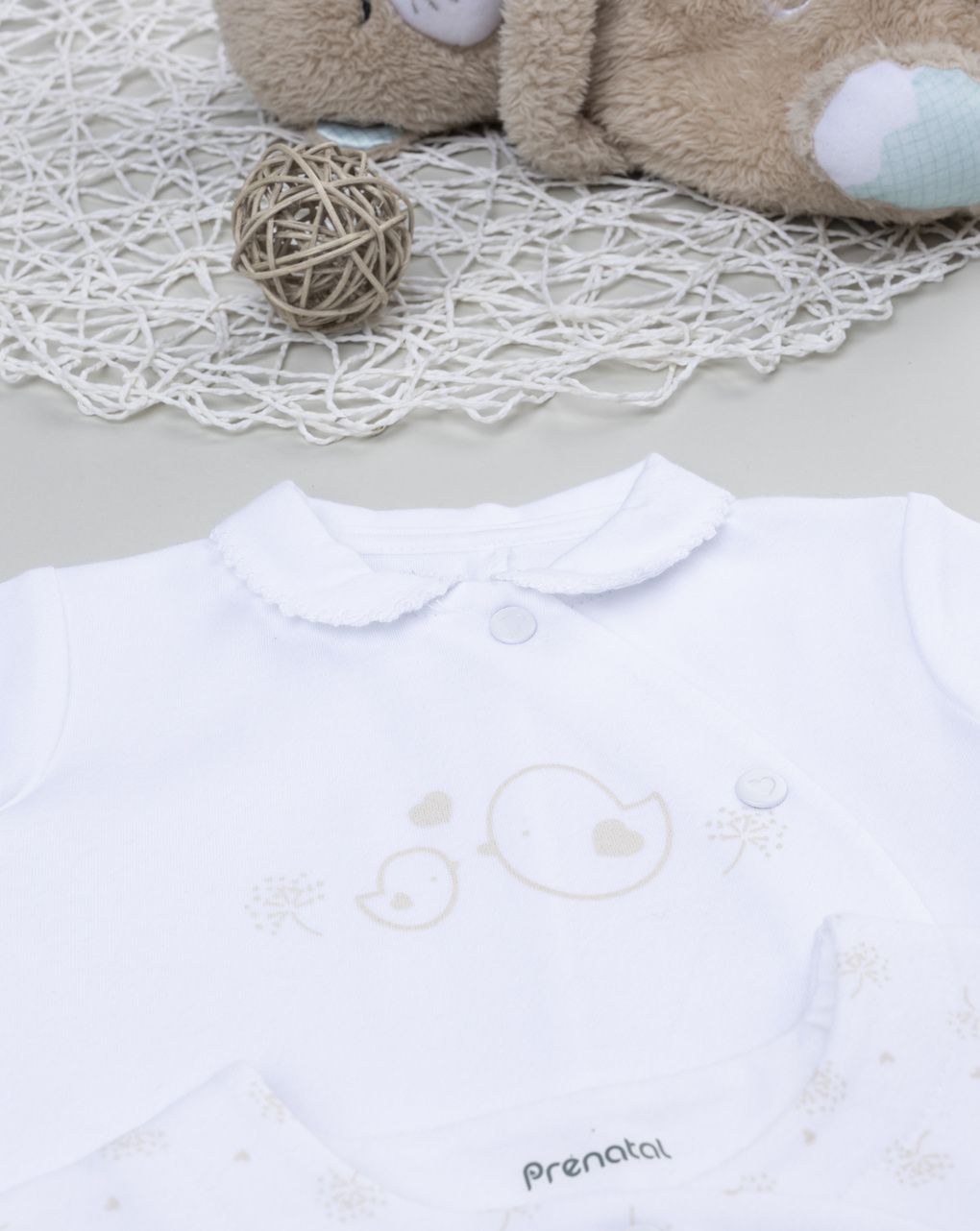 Pack 3 tutine interlock da neonata bianco/beige