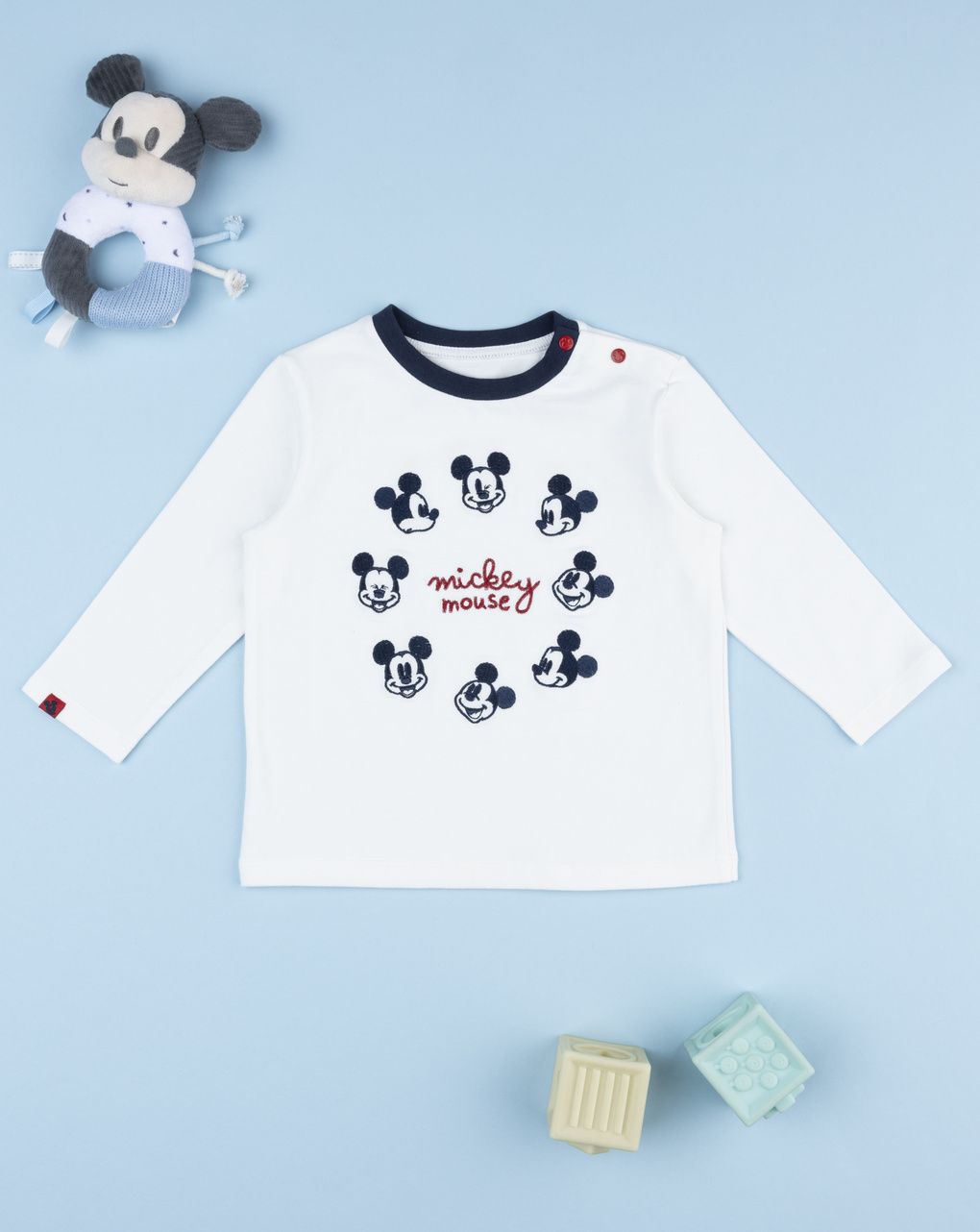 T-shirt bimbo bianca mickey mouse