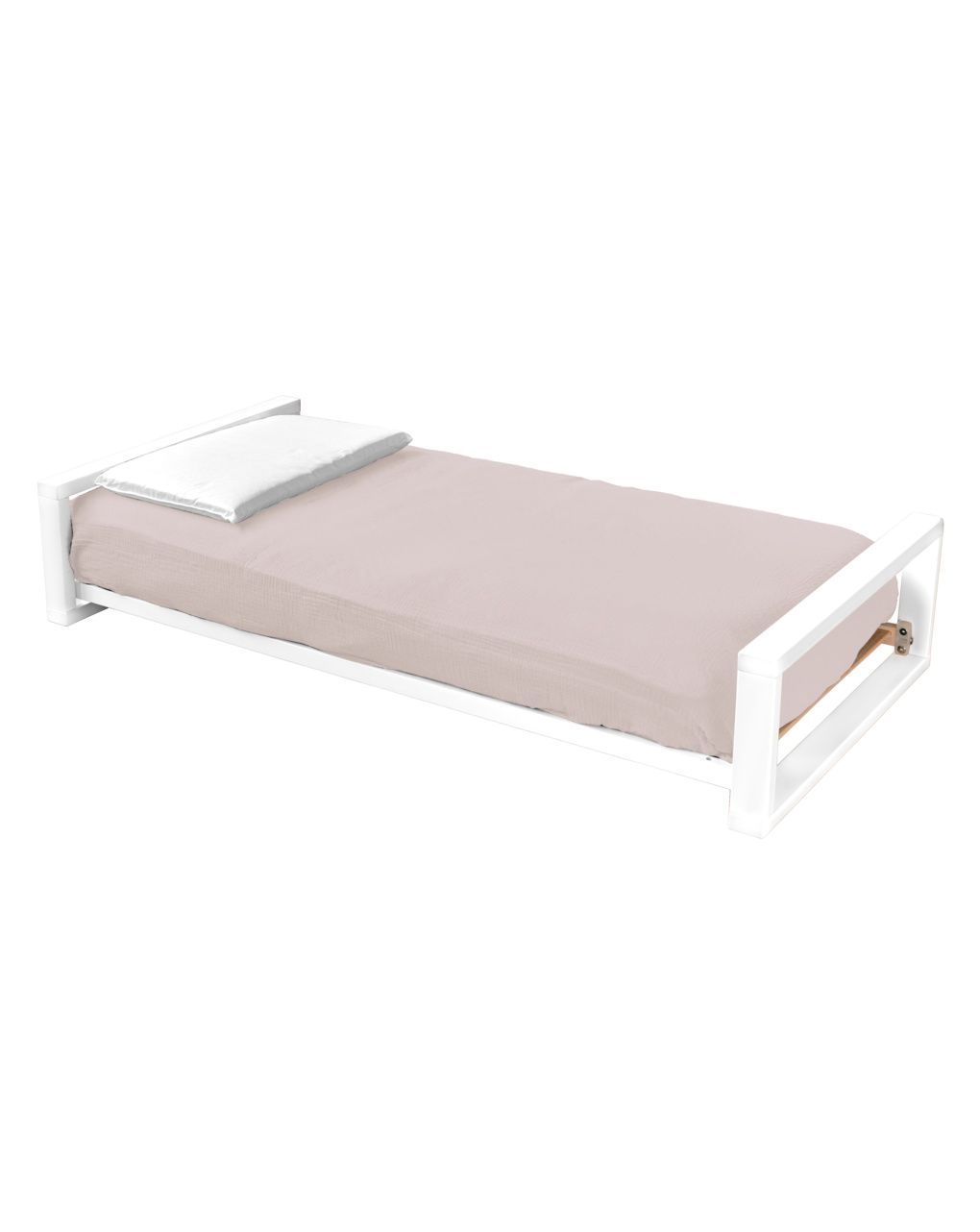 Letto infinito bianco con tessili muslin rosa petalo - italbaby