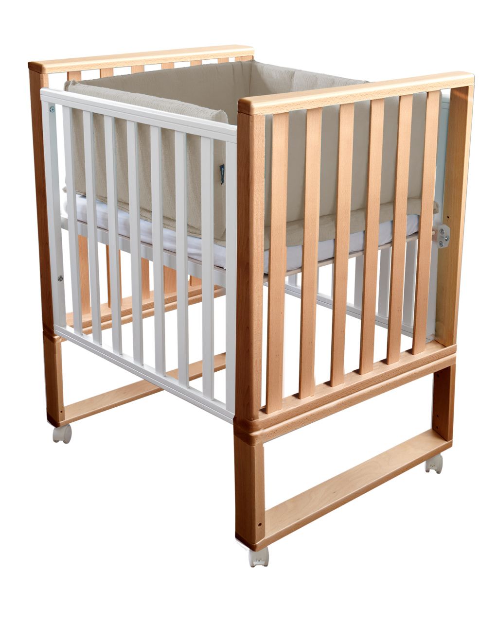 Letto infinito naturale-bianco c/tessile muslin sabbia- italbaby