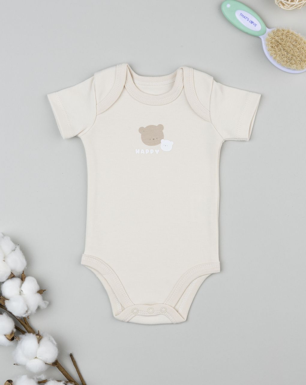 Body cotone felpato beige neonato