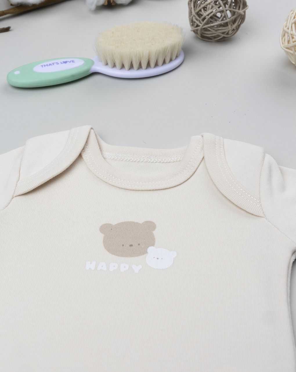 Body cotone felpato beige neonato