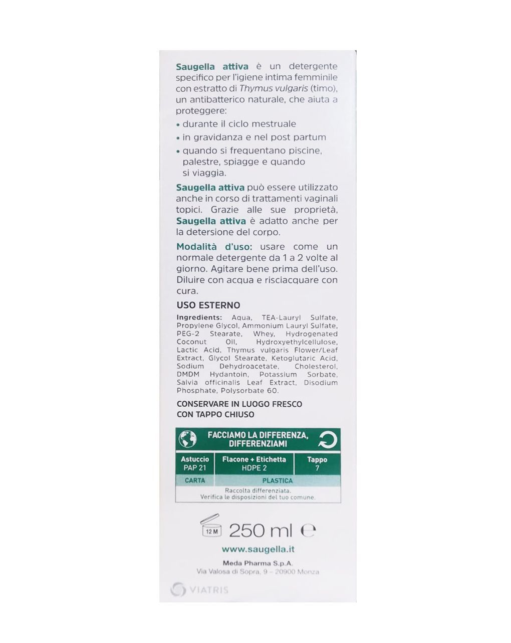 Detergente intimo 250ml attiva- saugella