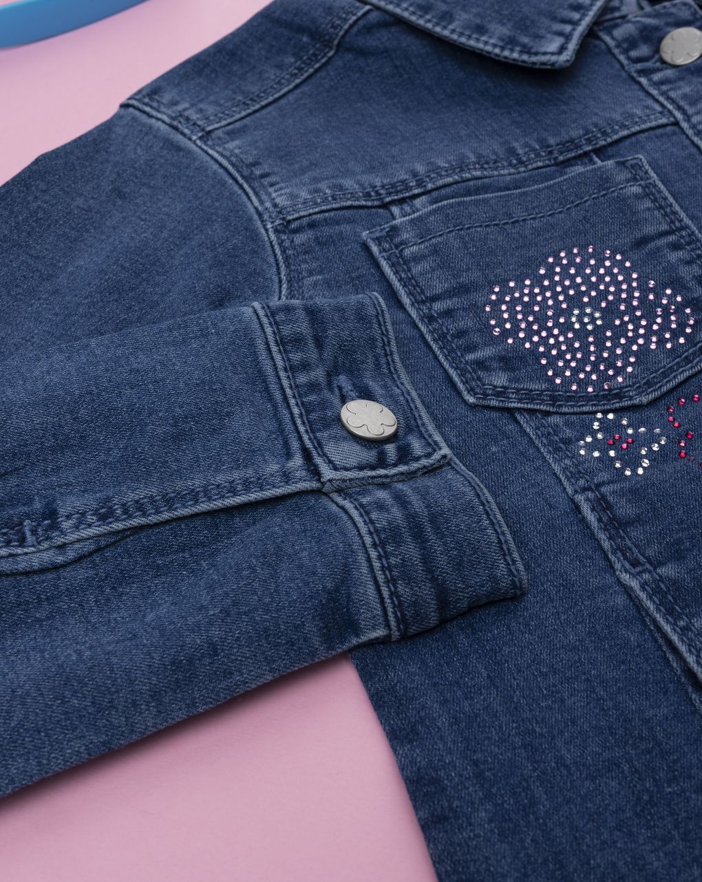 Giubbino denim bimba fiori