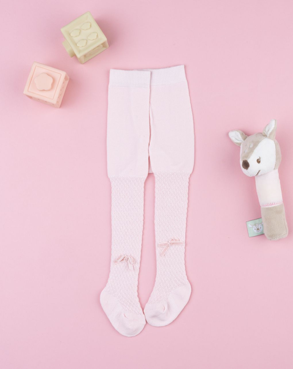 Collant neonata rosa con fiocchetto