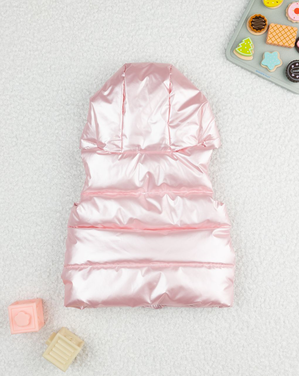 Gilet imbottito rosa bimba con cappuccio