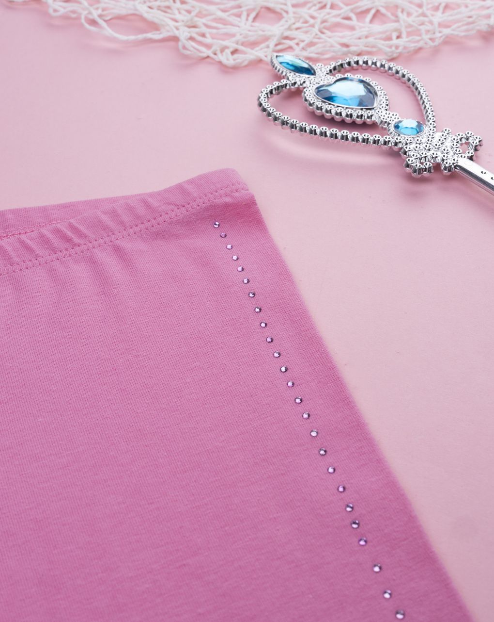 Legging bambina rosa con strass