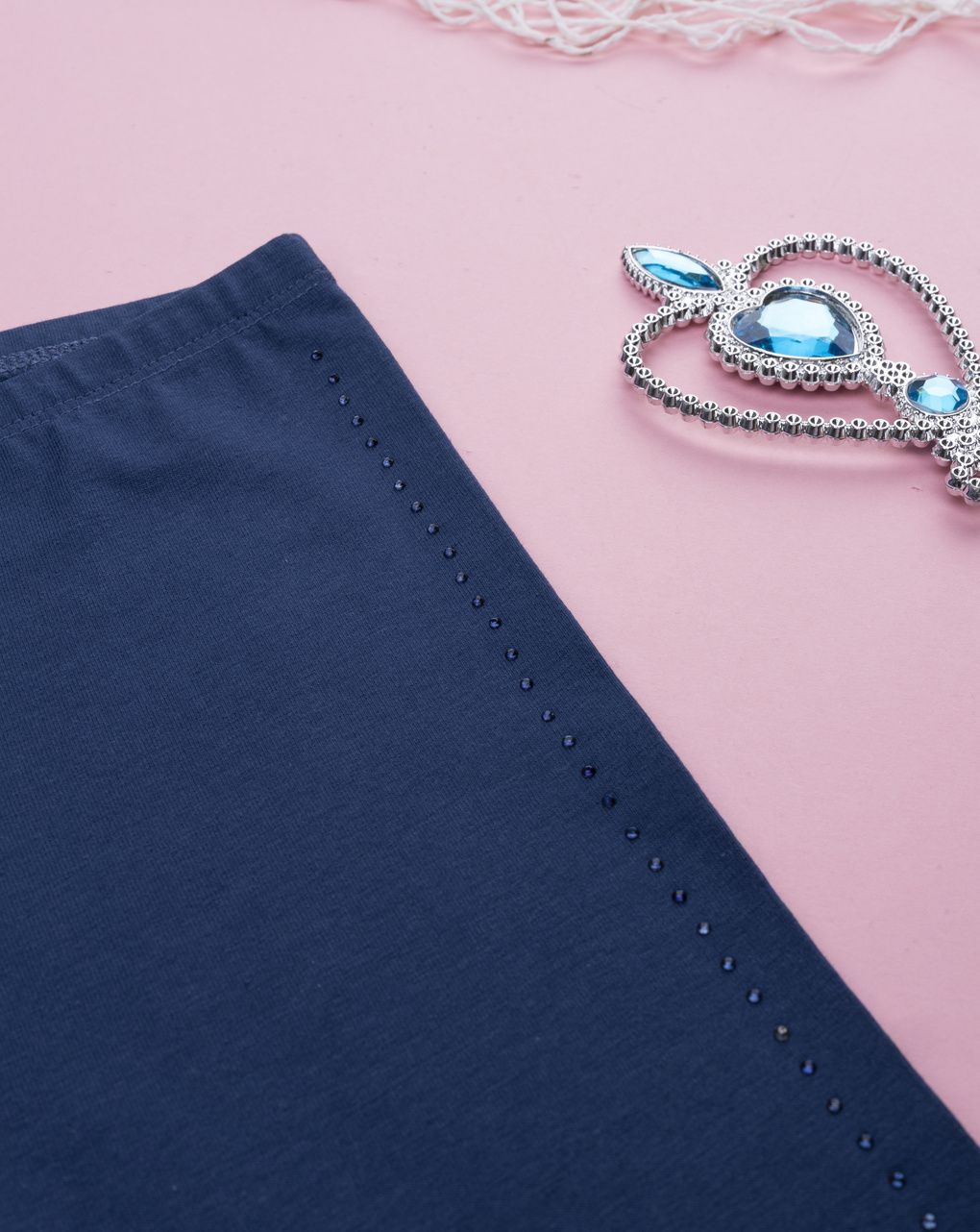 Legging bambina blu con strass
