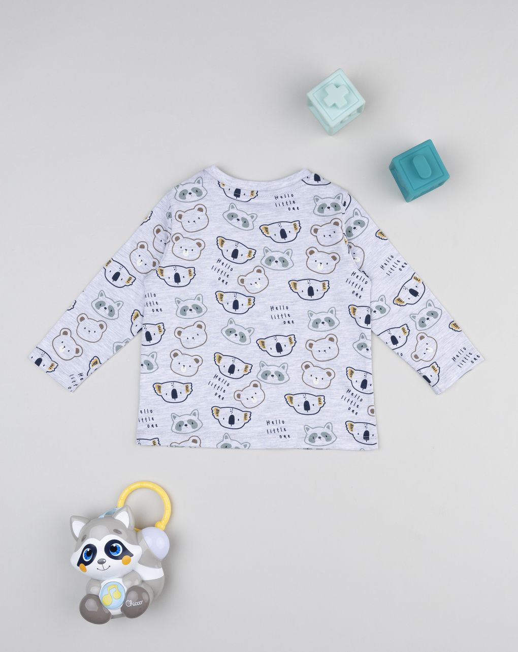 T-shirt bimbo grigia stampa animali allover