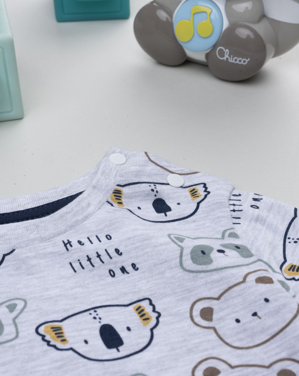 T-shirt bimbo grigia stampa animali allover