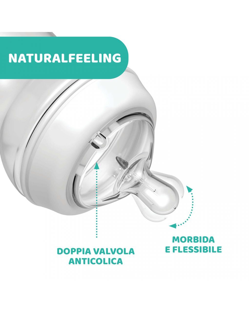 Biberon naturalfeeling neutro, 6m+, 330 ml, flusso veloce - chicco