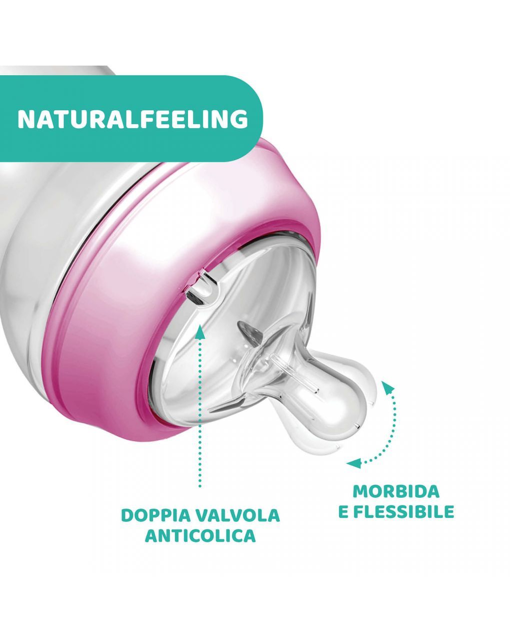Biberon naturalfeeling bimba, 6m+, 330 ml, flusso veloce - chicco