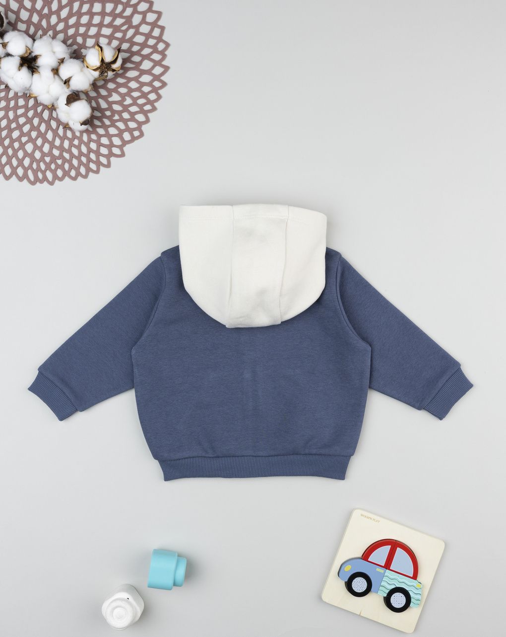 Felpa bimbo blu con cappuccio e stampa
