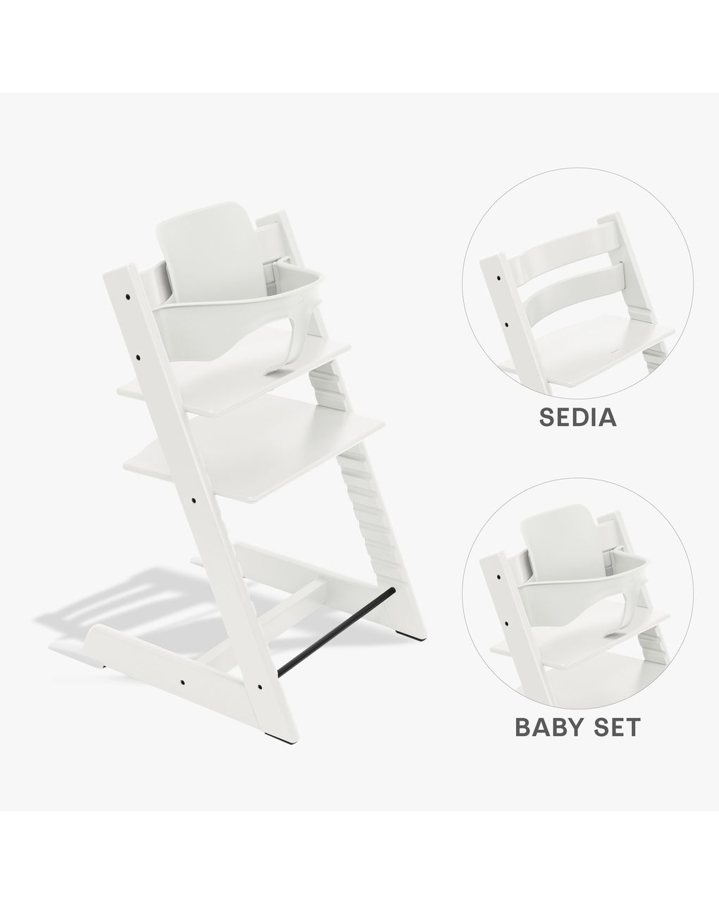 Pack seggiolone tripp trapp® bianco sedia + babyset - personalizzabile - stokke®