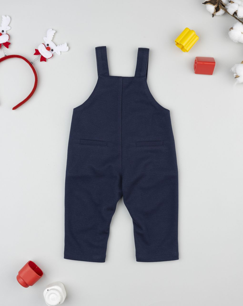 Salopette blu bimbo ricami renne