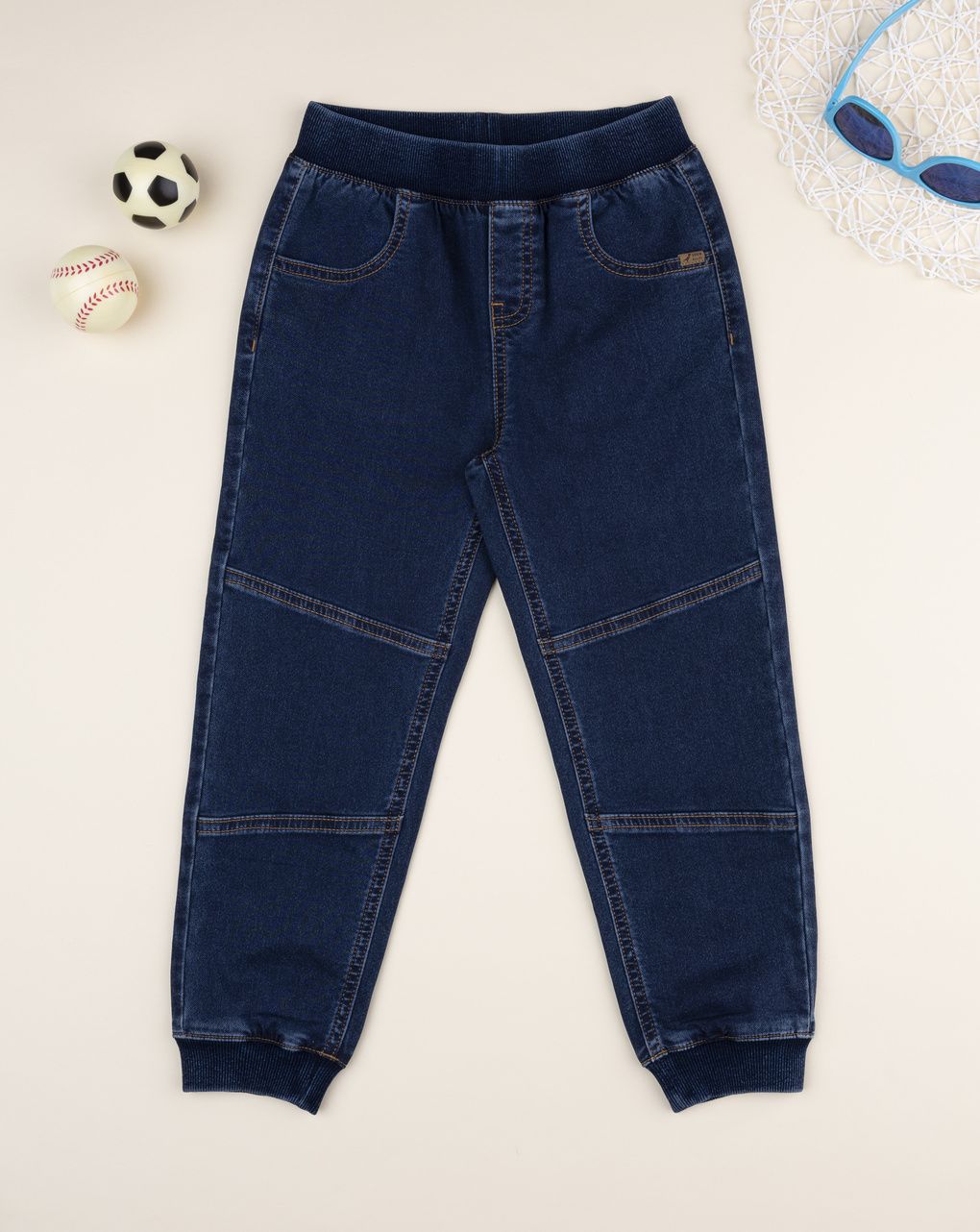 Pantalone bimbo denim scuro tasche sagomante