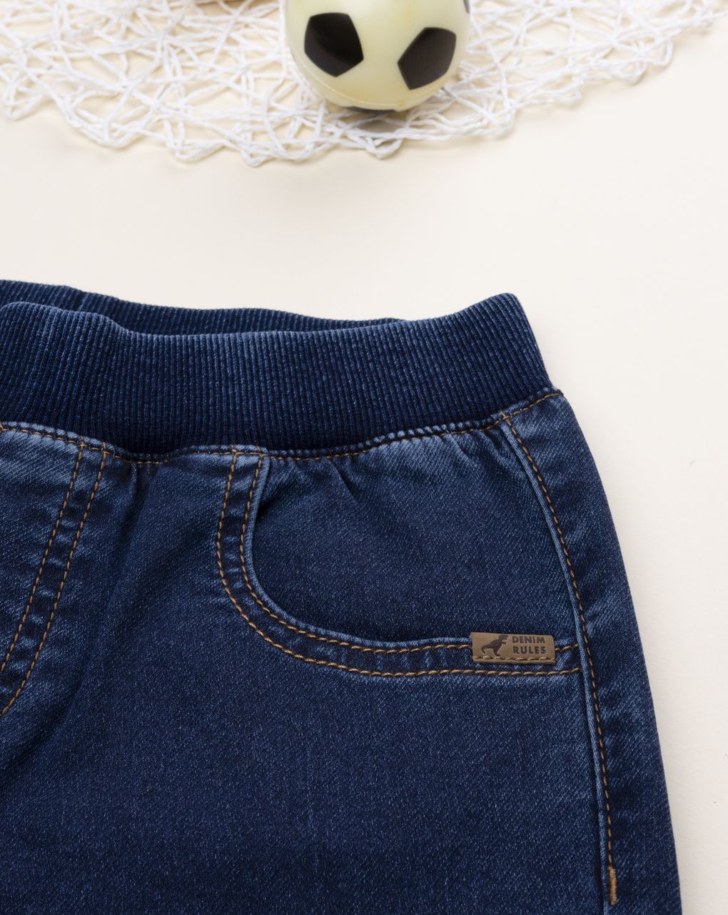 Pantalone bimbo denim scuro tasche sagomante