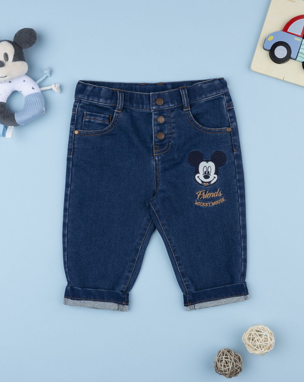 Pantaloni denim bimbo mickey mouse