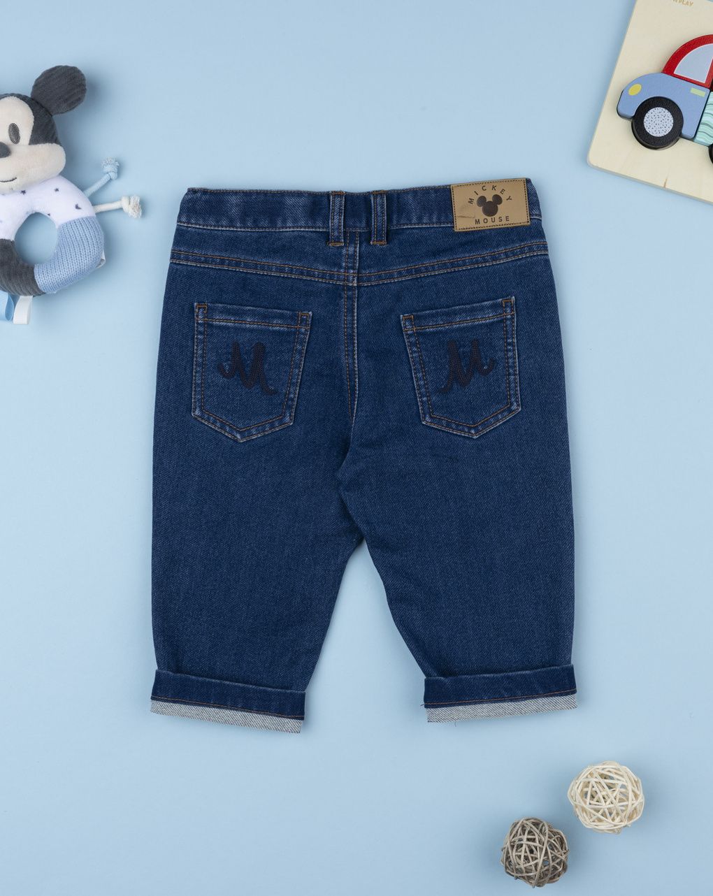 Pantaloni denim bimbo mickey mouse